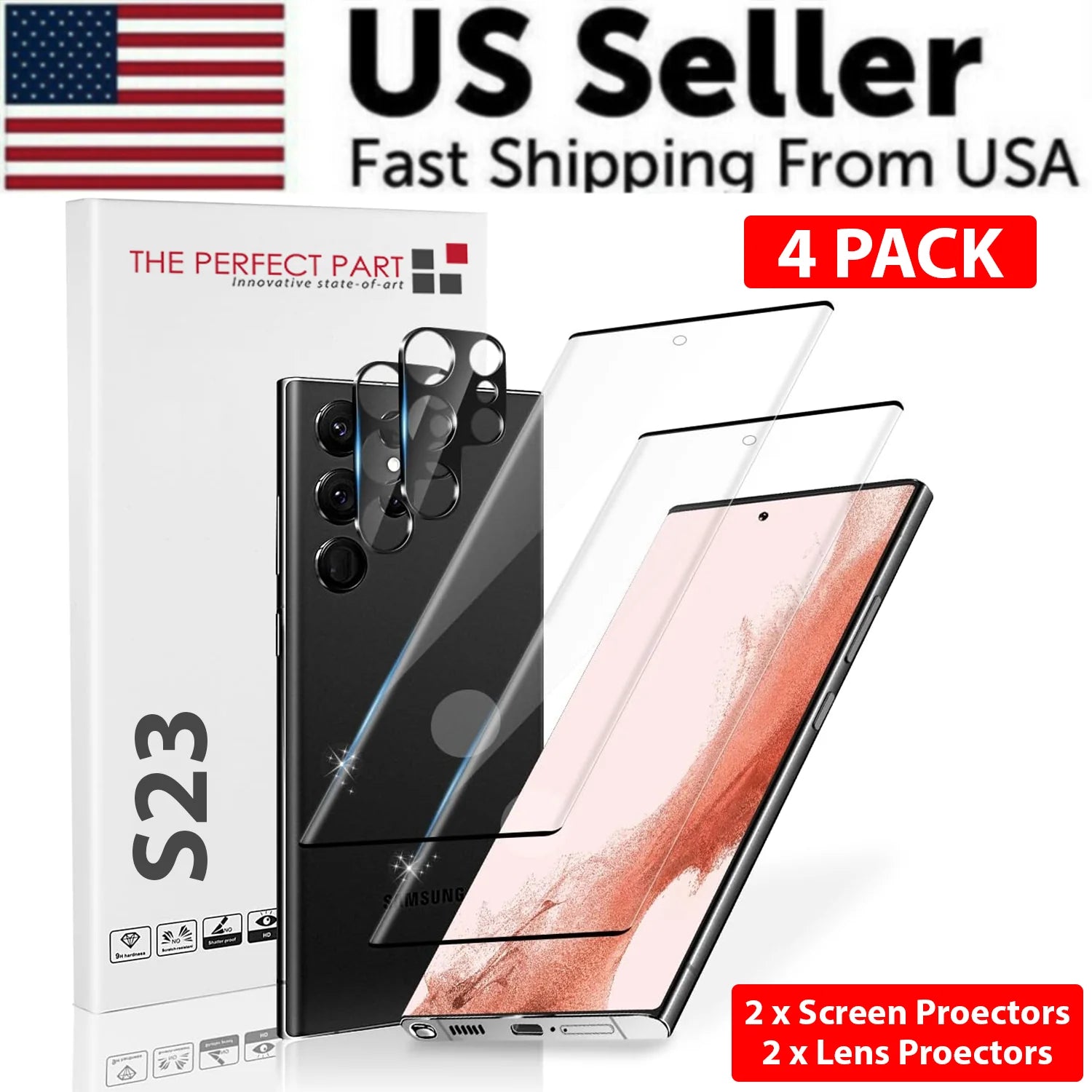 Tempered Glass Screen Protector Lens Hydrogel for Samsung S23 S22 Ultra plus USA