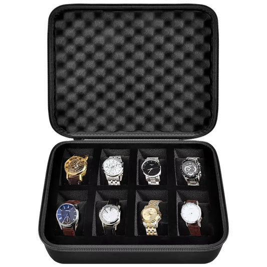 8 Slots Watch Box Organizer/Men Watch Display Storage Case Fits All Wristwatches and Smart Watches up to 42Mm