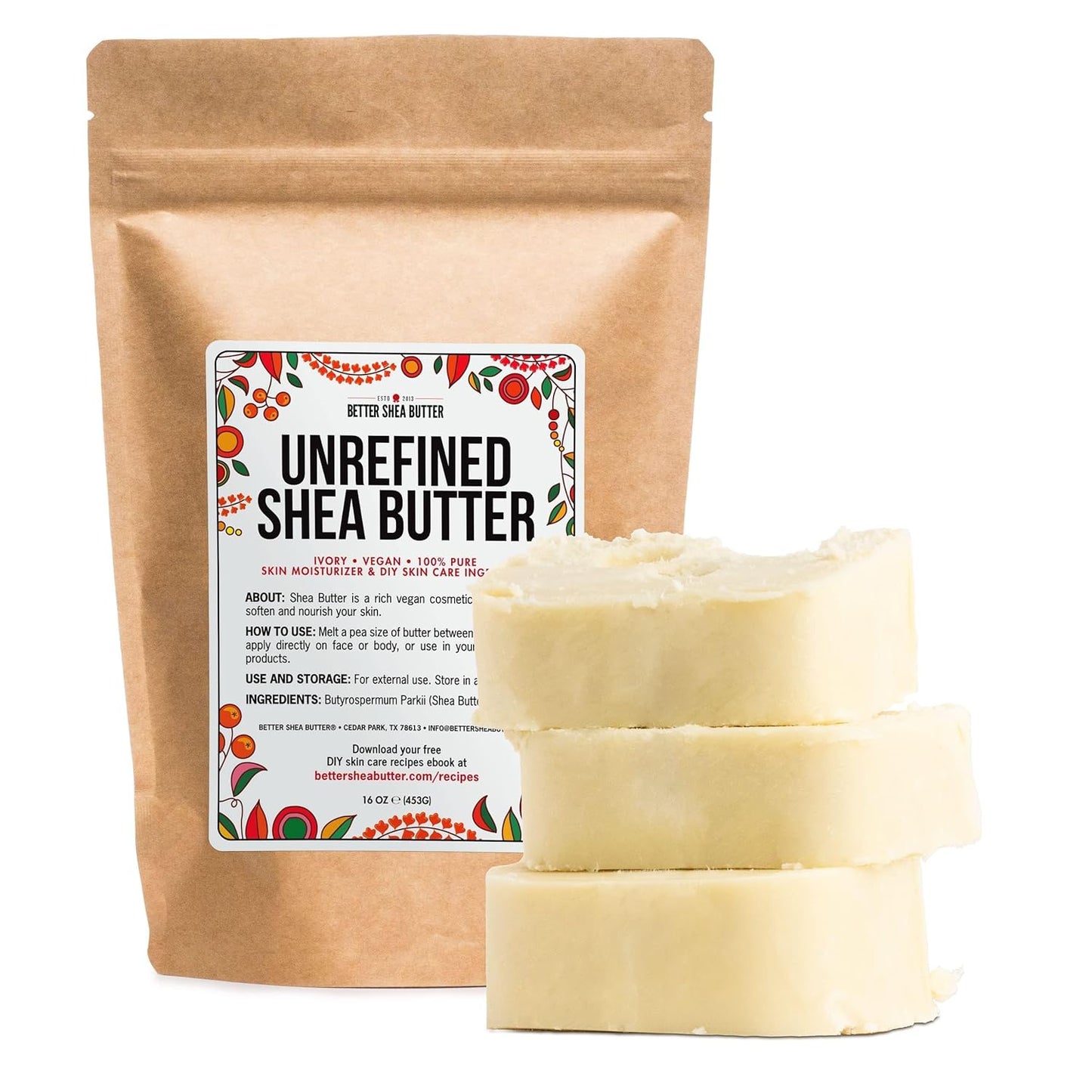 Raw Shea Butter - 100% Pure African Shea Butter for Hair and Body | Unrefined Moisturizer for Extremely Dry Skin, DIY Lip Balm, Body Butter, Lotion, and Soap