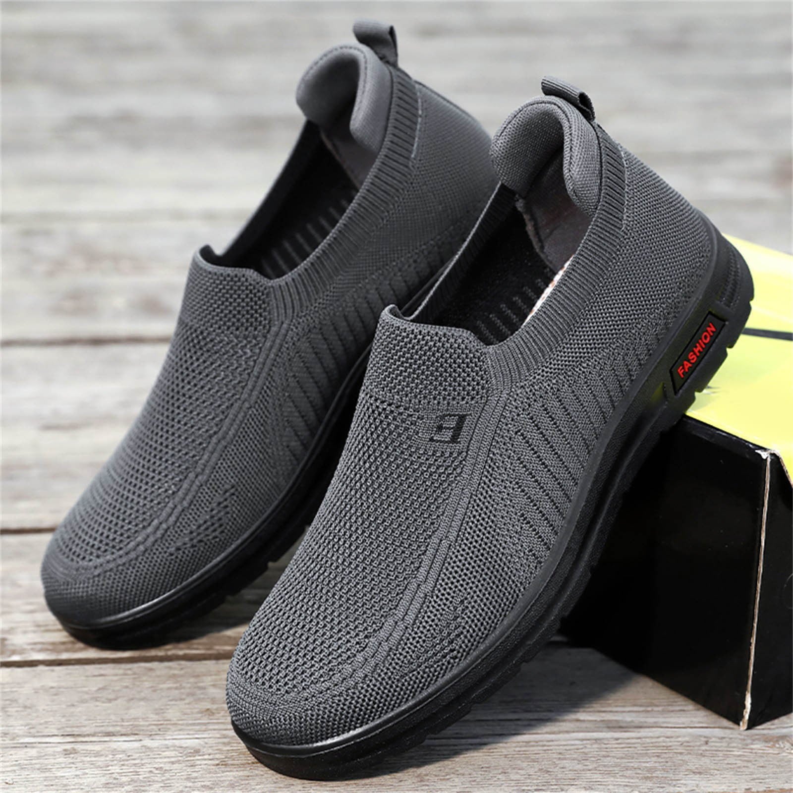 Mens Extra Wide Shoes Mens Classic Nylon Sneaker Fashion Summer and Autumn Men Sneakers Fly Woven Mesh Flat Slip on Comfortable 40