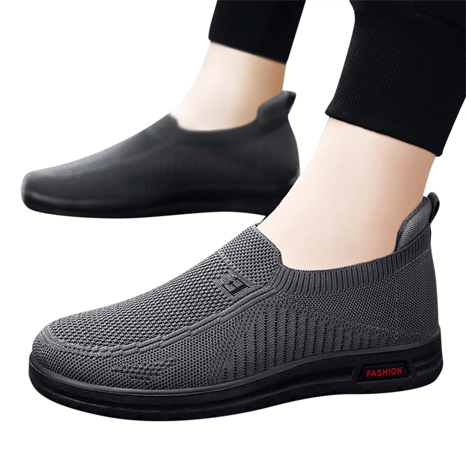 Mens Extra Wide Shoes Mens Classic Nylon Sneaker Fashion Summer and Autumn Men Sneakers Fly Woven Mesh Flat Slip on Comfortable 40