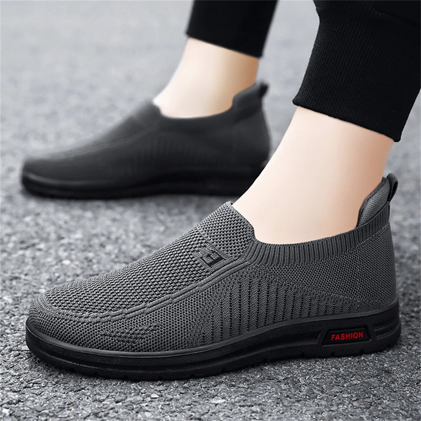 Mens Extra Wide Shoes Mens Classic Nylon Sneaker Fashion Summer and Autumn Men Sneakers Fly Woven Mesh Flat Slip on Comfortable 40