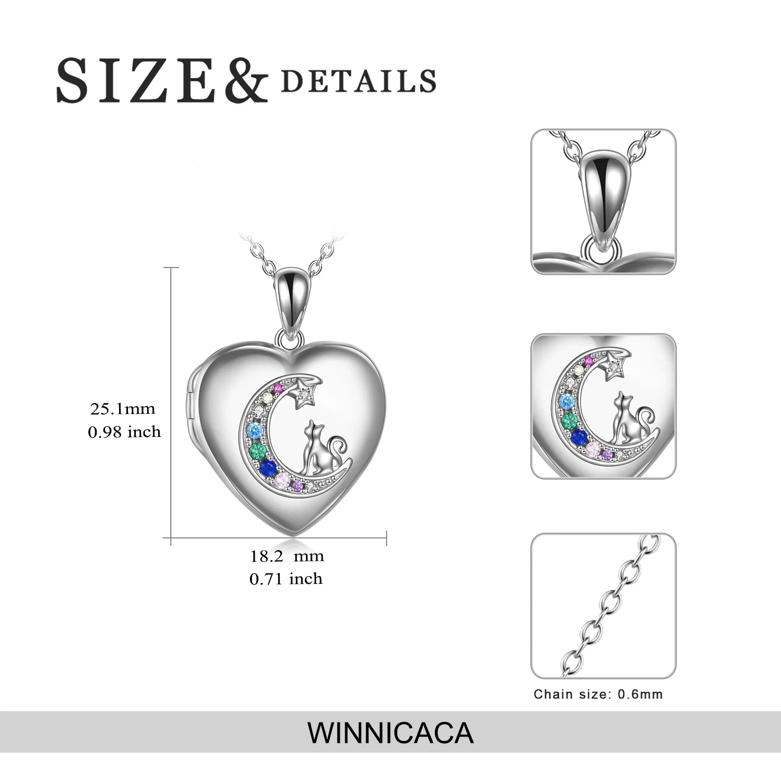 Mother'S Day Gifts for Women Sterling Silver Heart Cat Lockets Necklace That Holds Pictures Jewelry Mother'S Day Gifts