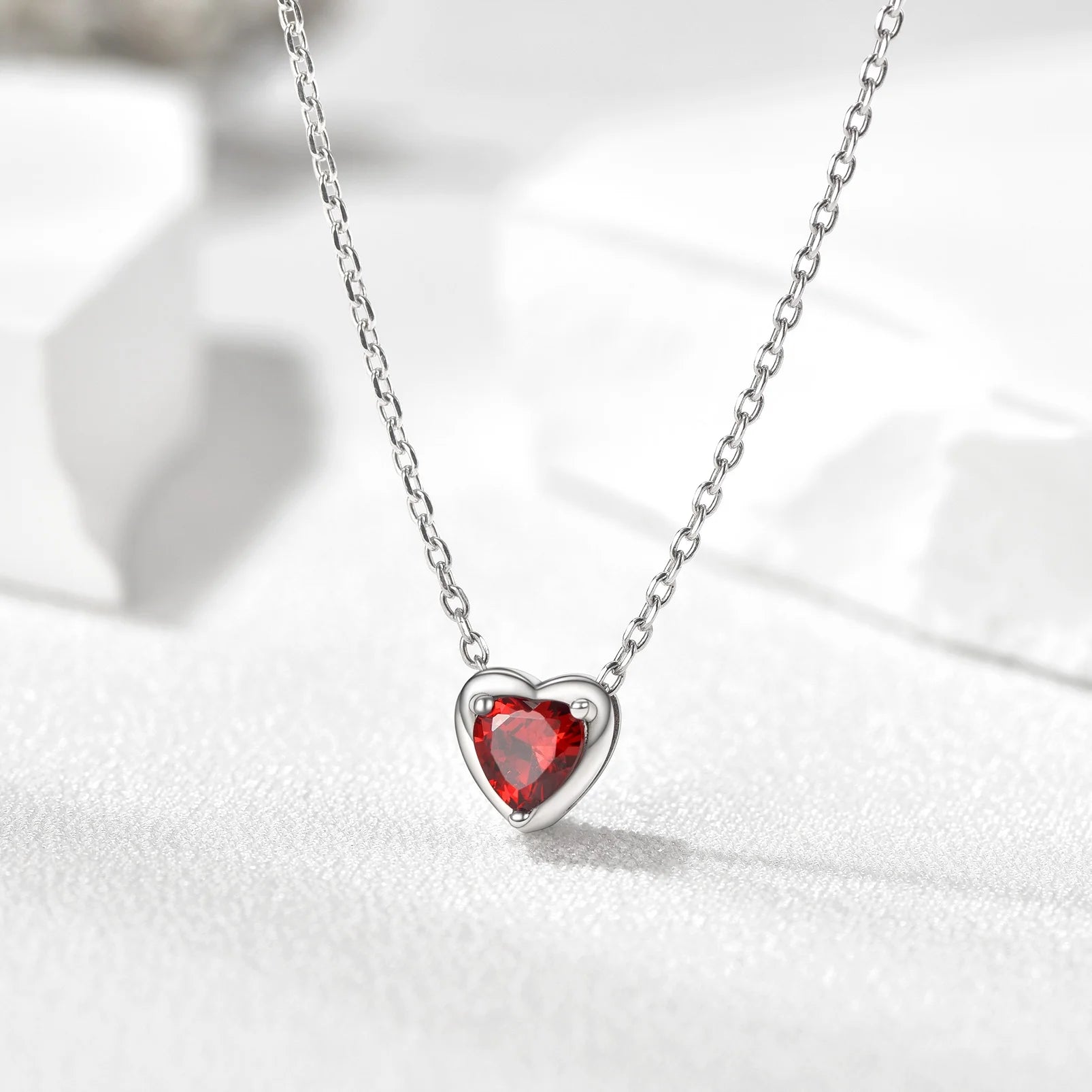 Women 925 Sterling Silver Birthstone Love Heart Necklace, Valentine'S Day Jewelry Gifts for Her