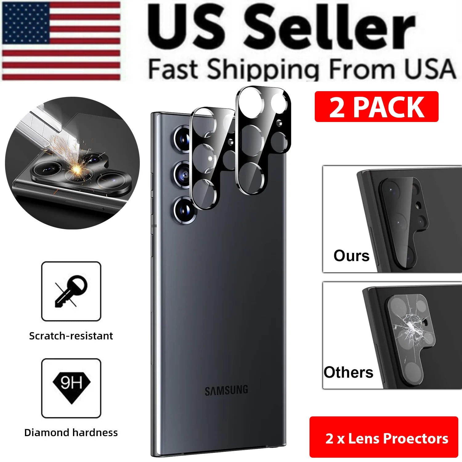 Tempered Glass Screen Protector Lens Hydrogel for Samsung S23 S22 Ultra plus USA