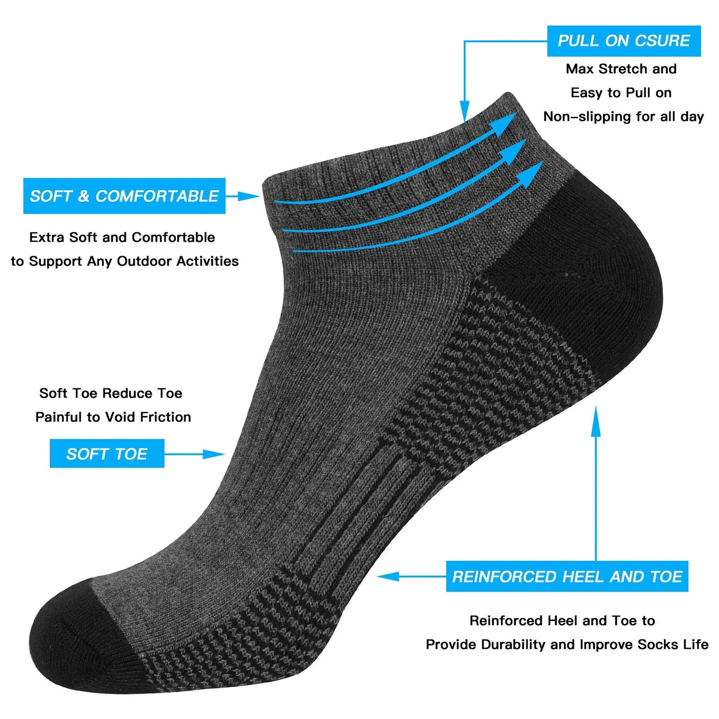 Mens 10 Pairs Athletic Ankle Socks Men'S Breathable Low Cut Socks