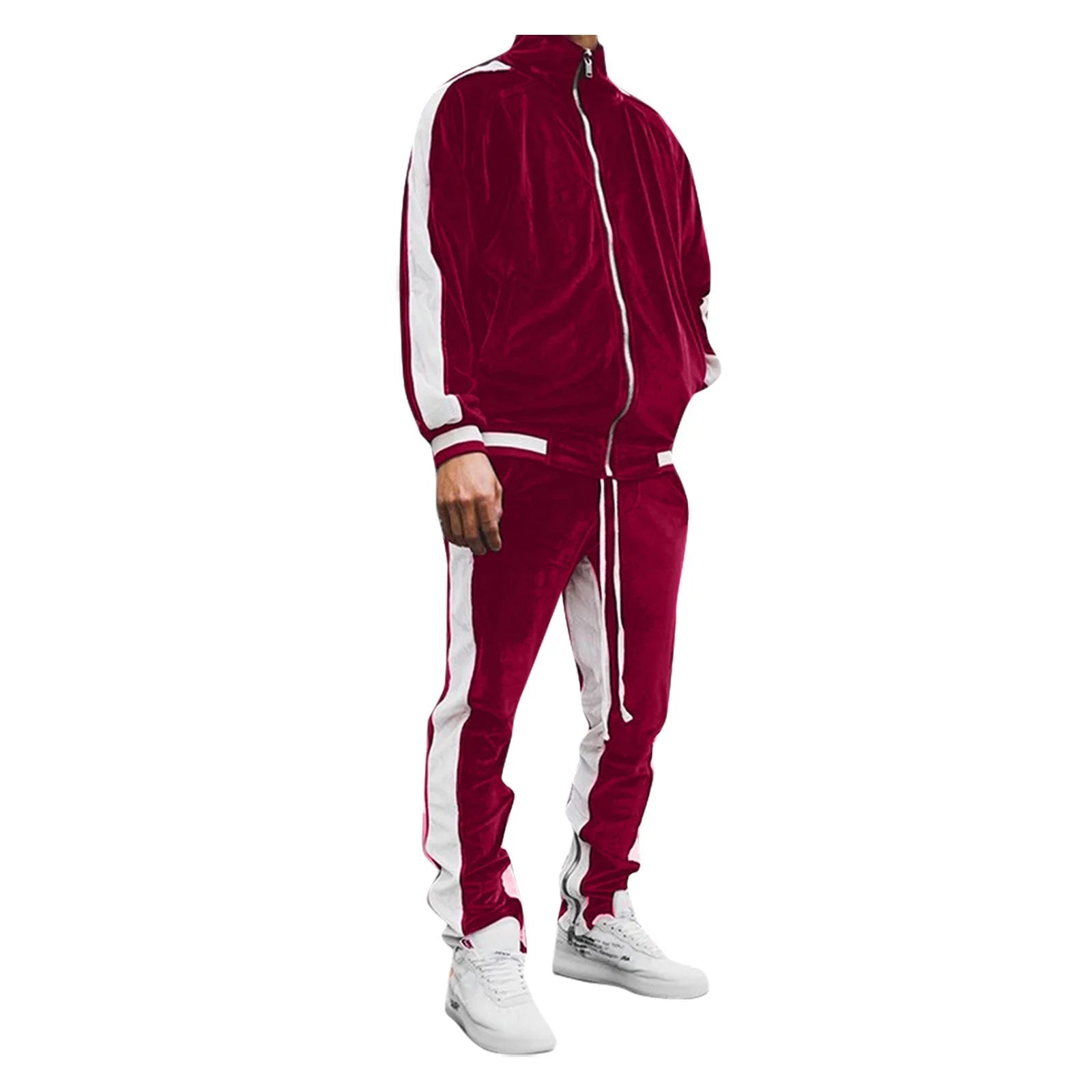 Men'S Velour Tracksuit 2 Pieces,Velour Tracksuit Mens,Full Zip up Jacket Sweatpants Fitness Sportswear Sweatsuit Jogger Sets