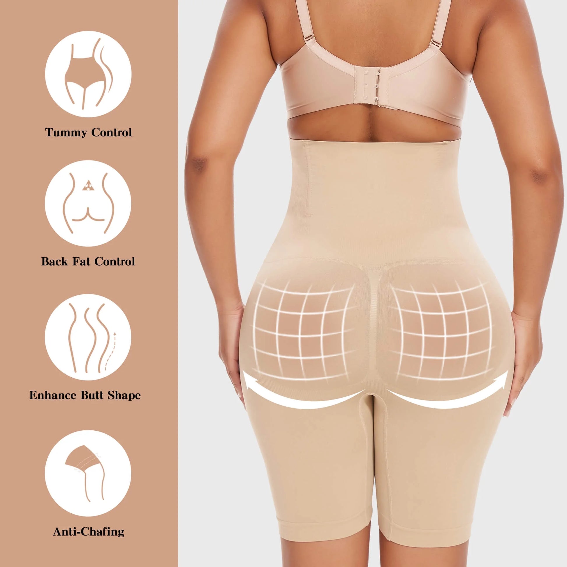 2 Packs Tummy Control Shapewear Shorts Faja Body Shaper for Women High-Waisted Thigh Slimming