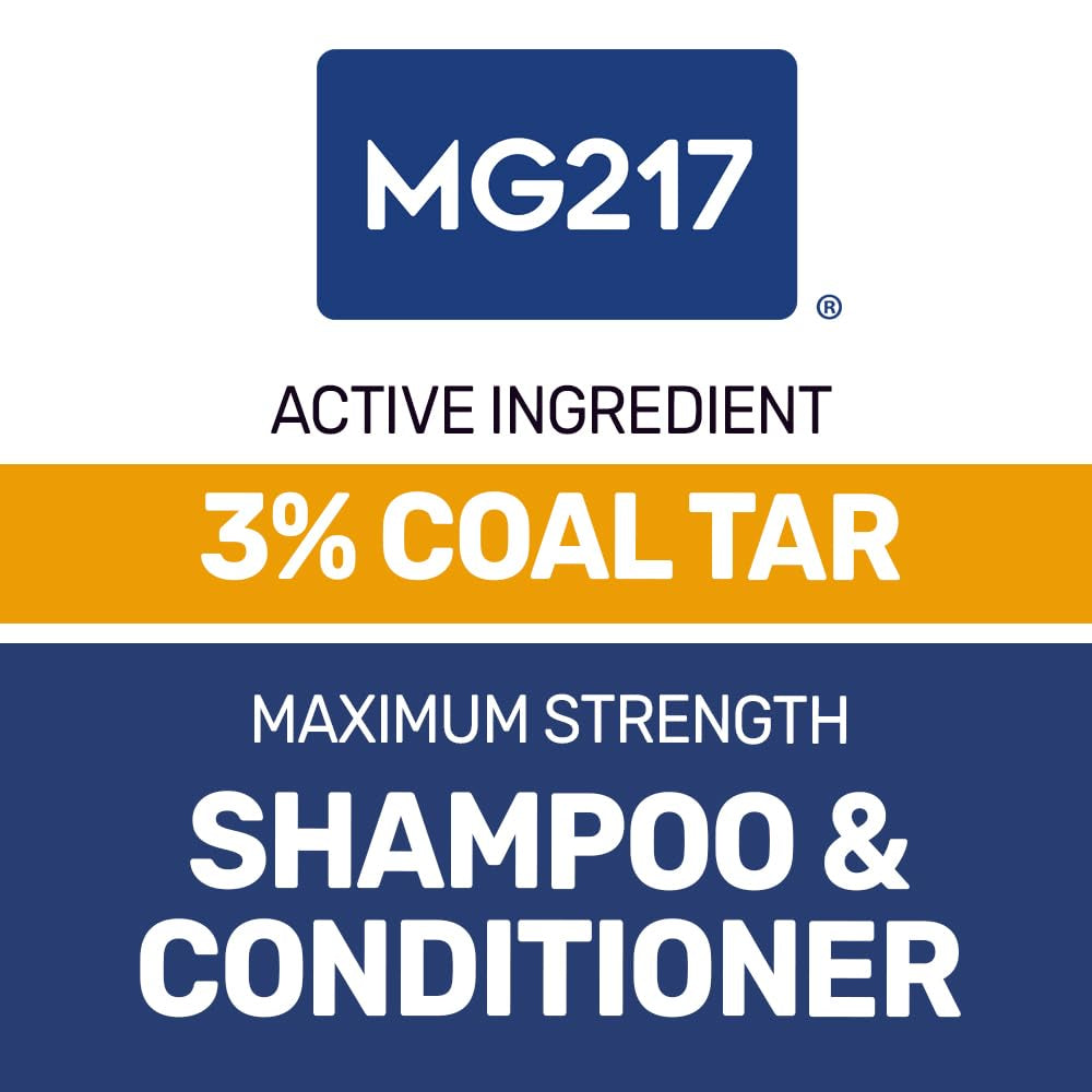 Psoriasis Shampoo with Coal Tar, Therapeutic Scalp Treatment, Controls Itching, Scaling, Flaking, Scale Buildup, Psoriasis Scalp Treatment, 3% Coal Tar Shampoo and Conditioner, 8Floz