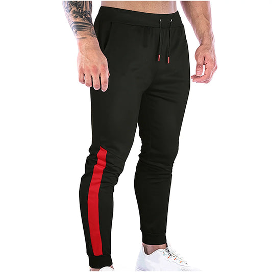 Men'S Stripe Breathable Drawstring Sweatpants Slim Fit Elastic Waist Athletic Trousers Stretch Workout Pants