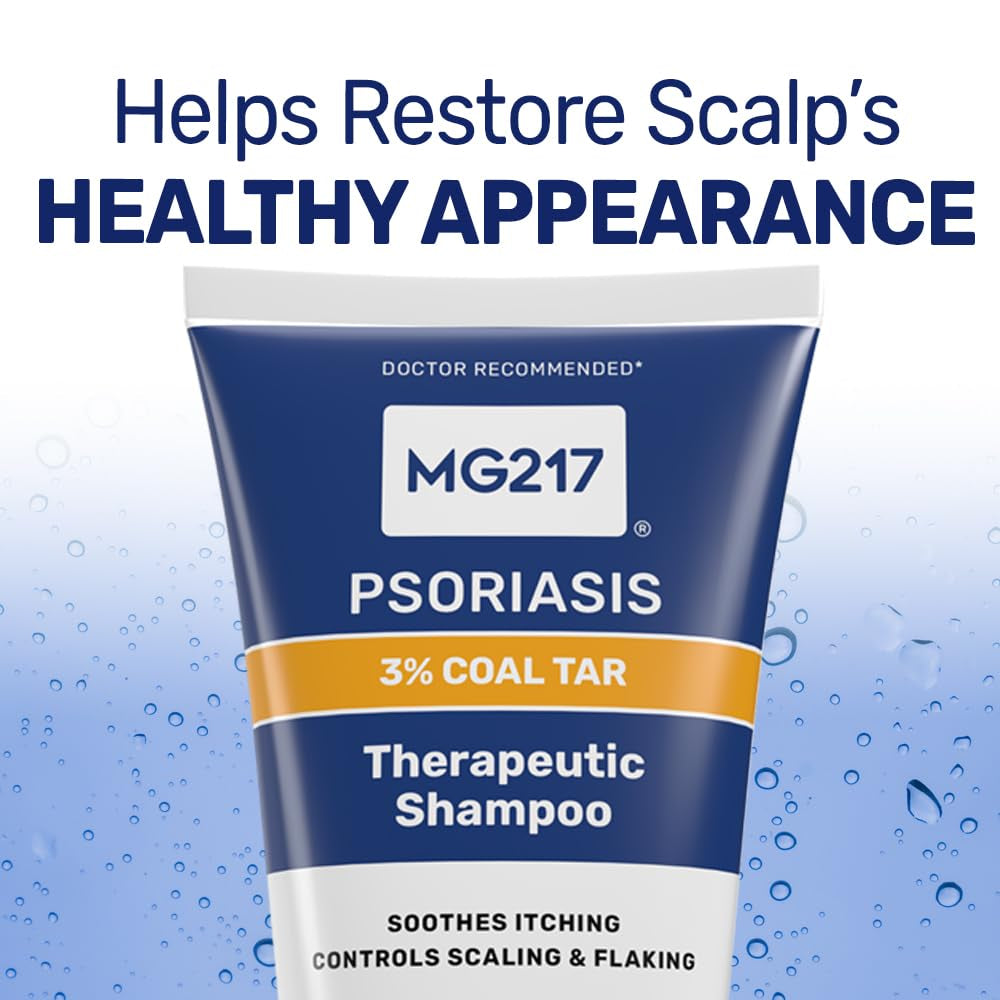 Psoriasis Shampoo with Coal Tar, Therapeutic Scalp Treatment, Controls Itching, Scaling, Flaking, Scale Buildup, Psoriasis Scalp Treatment, 3% Coal Tar Shampoo and Conditioner, 8Floz